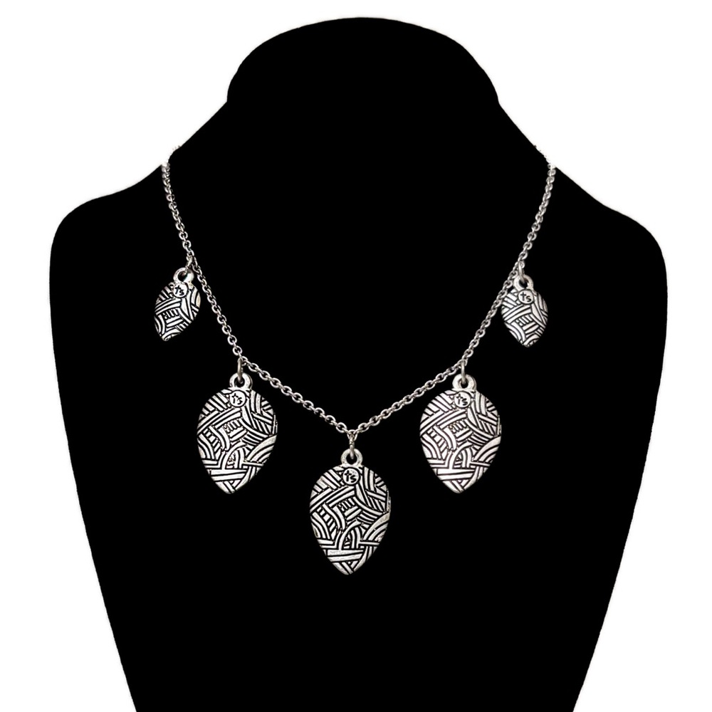 NEW - The Sak Silver Two-Sided Leaf Pendant Necklace Adjustable 16"-19"